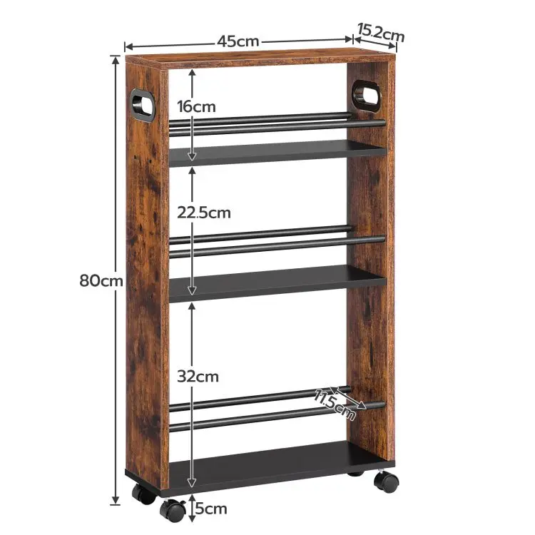 Wholesale 4-Tier Slim Rolling Storage Cart Narrow Kitchen Cart with Handle and Lockable Casters for Kitchen Bathroom