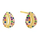 Fashion Shell Earrings ROXI Fashion Ins Inlaid Colorful Diamond Beach Shell S925 Sterling Silver Earrings