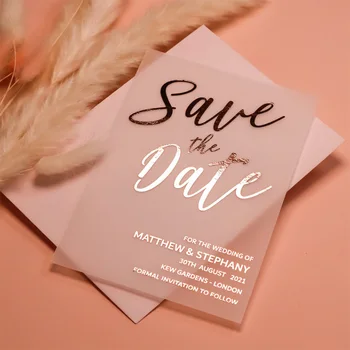Luxurious Gold Foil Save The Date Cards Custom Elegant Vellum Paper Wedding Invitation