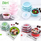 Container High-End 350/500/800 Ml Round Collapsible Lunch Box Silicone Reusable Food Container 3 Pieces