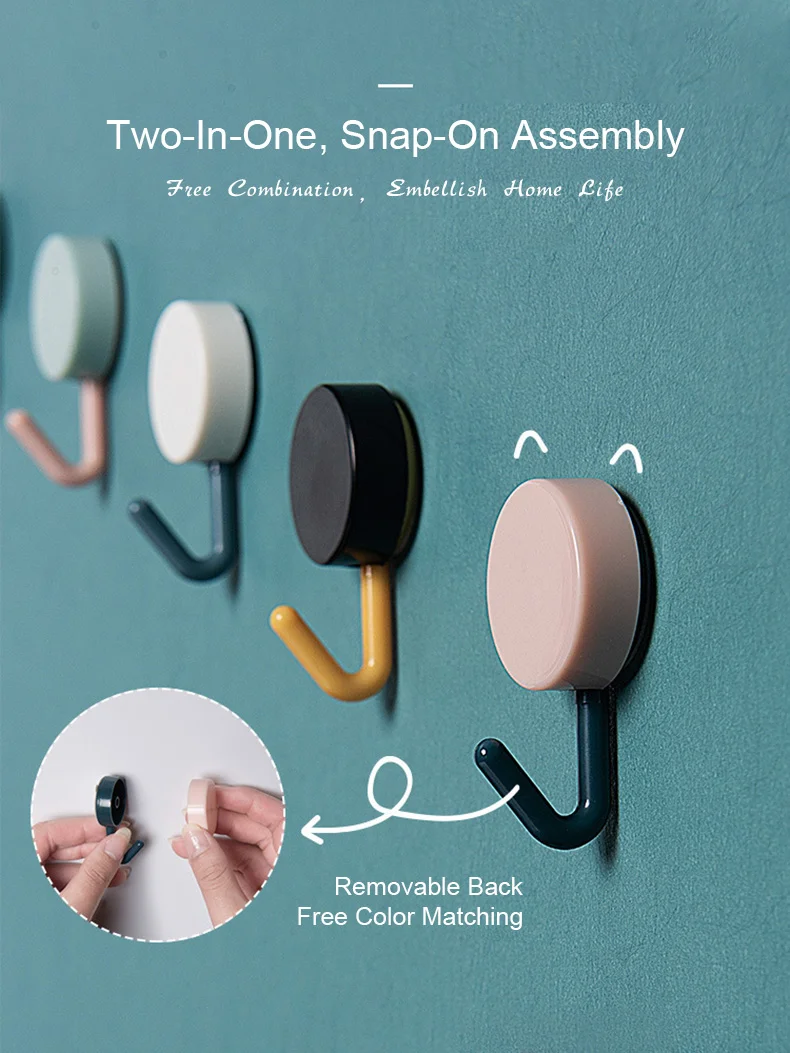 2023 Self Adhesive Wall Hook Strong Without Drilling Coat Bag Bathroom Door Kitchen Towel Hanger ...