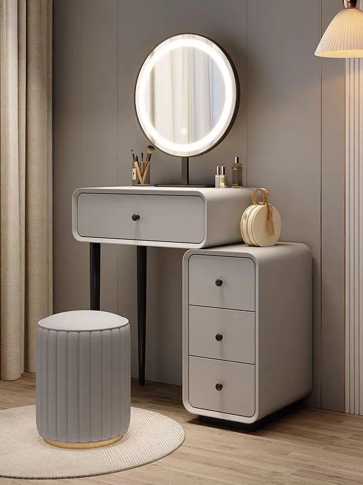 Modern Furniture Adjustable Dressing Table With Mirror Wooden Make Up Table With Led Light Hotel Apartment Bedroom Set