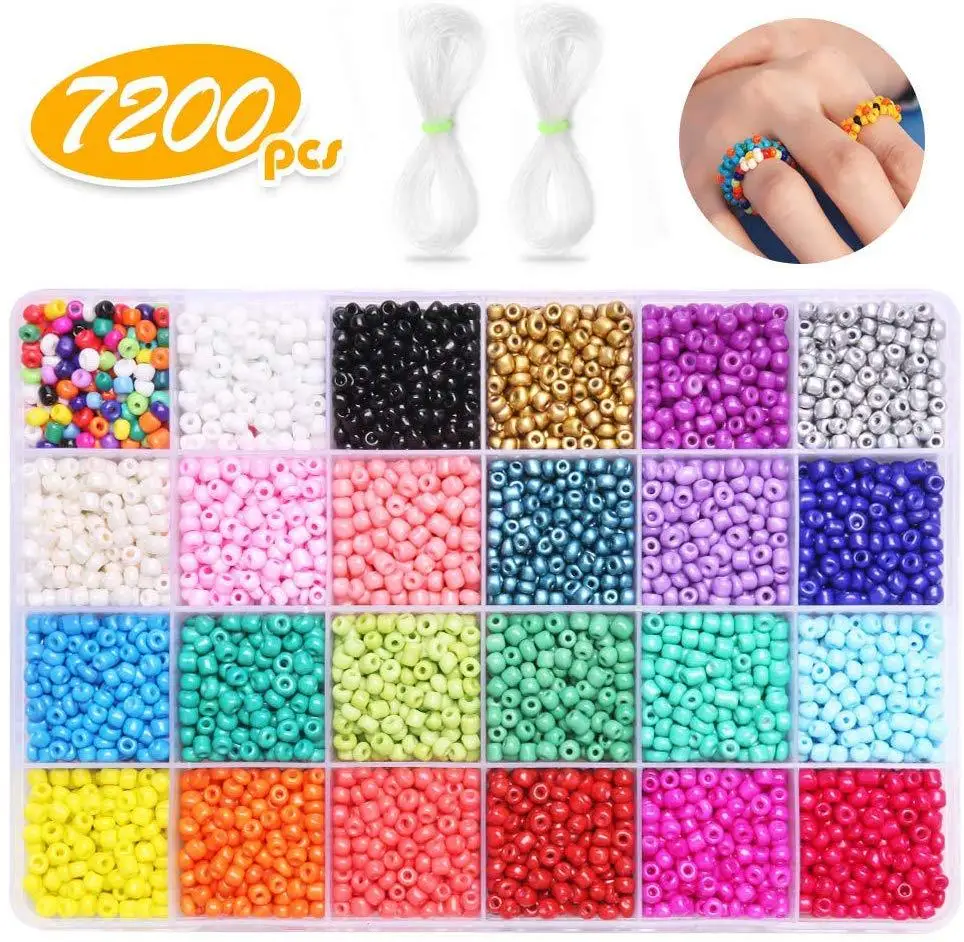 24 Grid Large Hole Seed Beads Colour Acrylic Letter Beads Set African Pigtail Large Gole Beads Pony Bucket Kids Jewelry Making
