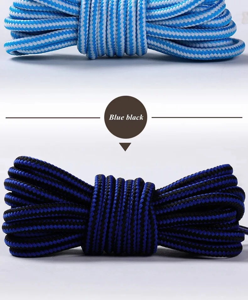 Round Striped Double Color Shoelaces Unisex Leather Boot Shoe Laces
