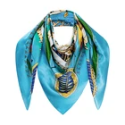 Scarf Silk Scarf Wholesale Luxury Fashion Satin Printed Square 14MM 110*110CM Digital Print Turkish Silk ScarfFor Women