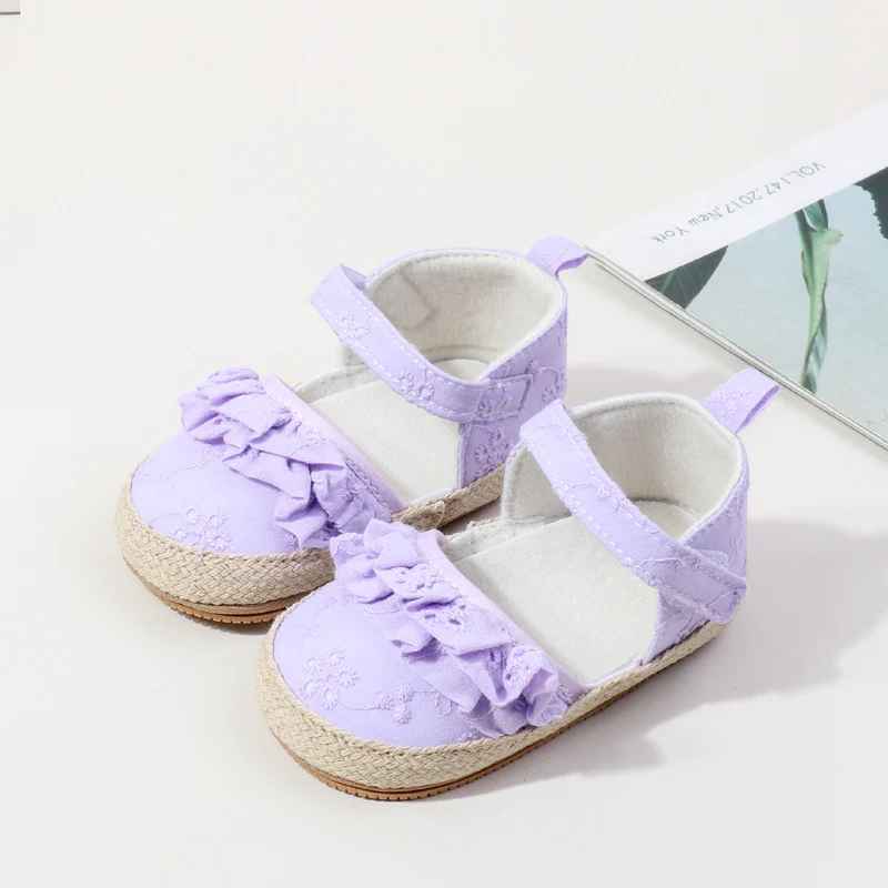 Newly Arrived Baby Girl Toddler Shoes with Non-Slip Soft Rubber Sole Lace Decoration Flat Breathable Solid Pattern Summer Spring factory