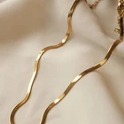 Snake Chain Necklace 18K Gold Plated Chain Choker Necklace Women Fashion Stainless Steel Herringbone Flat Snake Chain