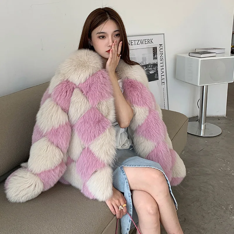 New Coming Mix Color Plus Size Fur Jackets Real Natural Fox Fur Coats Women  - Buy Real Fur Coat Women,Natural Fur Coats,Fur Coat Product on