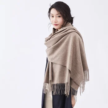 wholesale custom luxury thick poncho shawl pashmina blanket winter plain scarf ladies men 100% wool scarves women