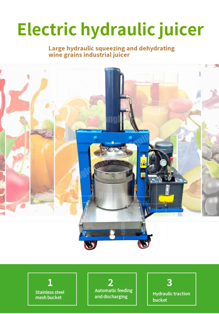 Hydraulic Cold Press Juicer Equipment Electric Citrus Juicer Stainless Steel Grape Squeezing Pressing Juice Making Machine details
