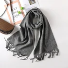 Fashion Fashion Lady Warm Long Pure Color Shawl 100% Cashmere Collection Wool Solid Plaid Winter Scarf Womens