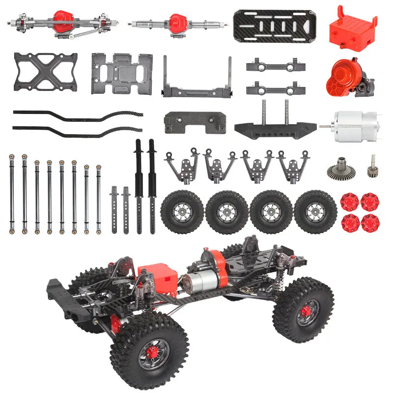 Black Dilwe 1/10 Scale 313mm Wheelbase Chassis Frame Front Gear Box Spare Parts Compatible with RC Crawler Accessory 