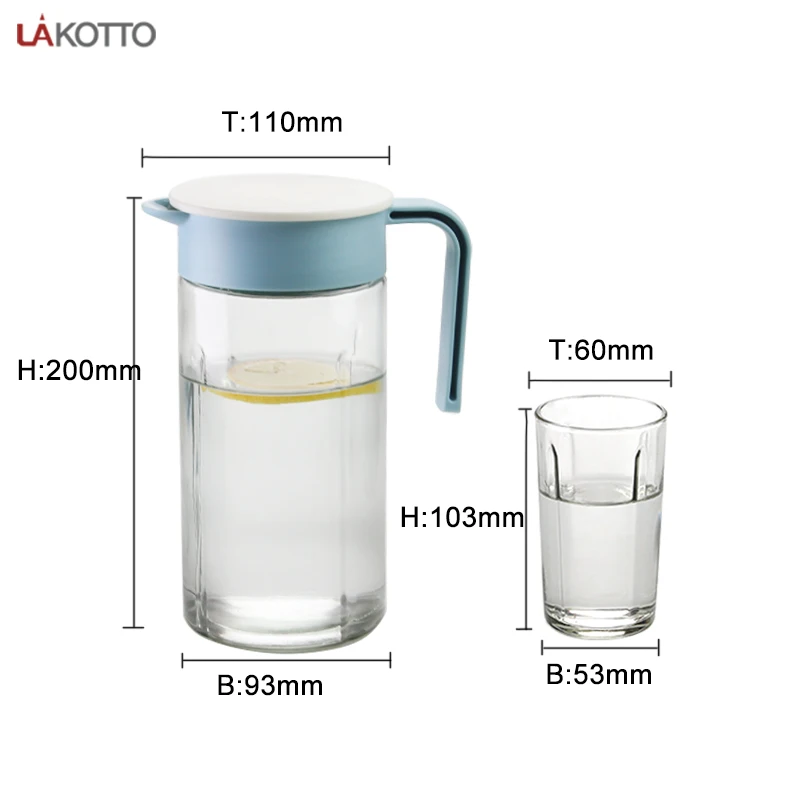 1000ml+190ml*4 Water And Milk Jug Transparent Borosilicate Glass Pitcher Set With Gift Box