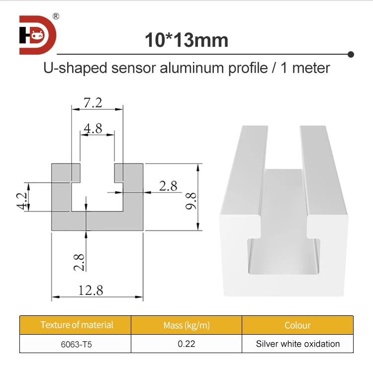 10 * 13mm Photoelectric Switch Installation Slot Sensor Installation Guide Rail Aluminum U/C Type 1013 Aluminum Profile manufacture