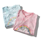 Shirt New Fashion Rainbow Ladies Pigment Dyed Tie-Dye Oversize Made Of Cotton Round Hem T Shirt
