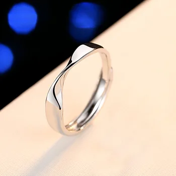 925 Sterling Silver Minimalist Fashion Wedding Ring Matching Mobius Ring Set For Couple
