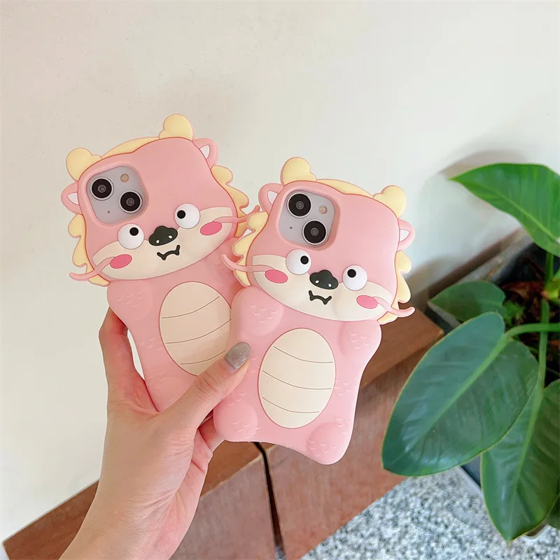 Lovely Animal Cartoon Back Cover Baby Dragon Silicone Cute Phone Case for Apple iPhone 15 14 13 12 pro max 11