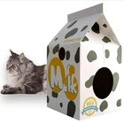 Carton Paper Toy Cute Carton Milk Box Shape Cat Scratch Board Corrugated Paper House Pet Toy For Pet Gift