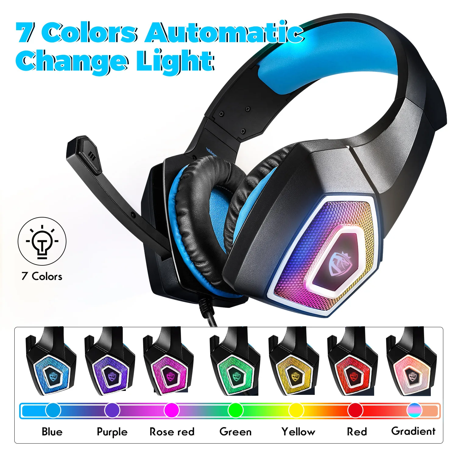 Cross-border V1 Headset Game Headset RGB Colorful Wired Headset Subwoofer Headset PS4 E-sports Eat Chicken