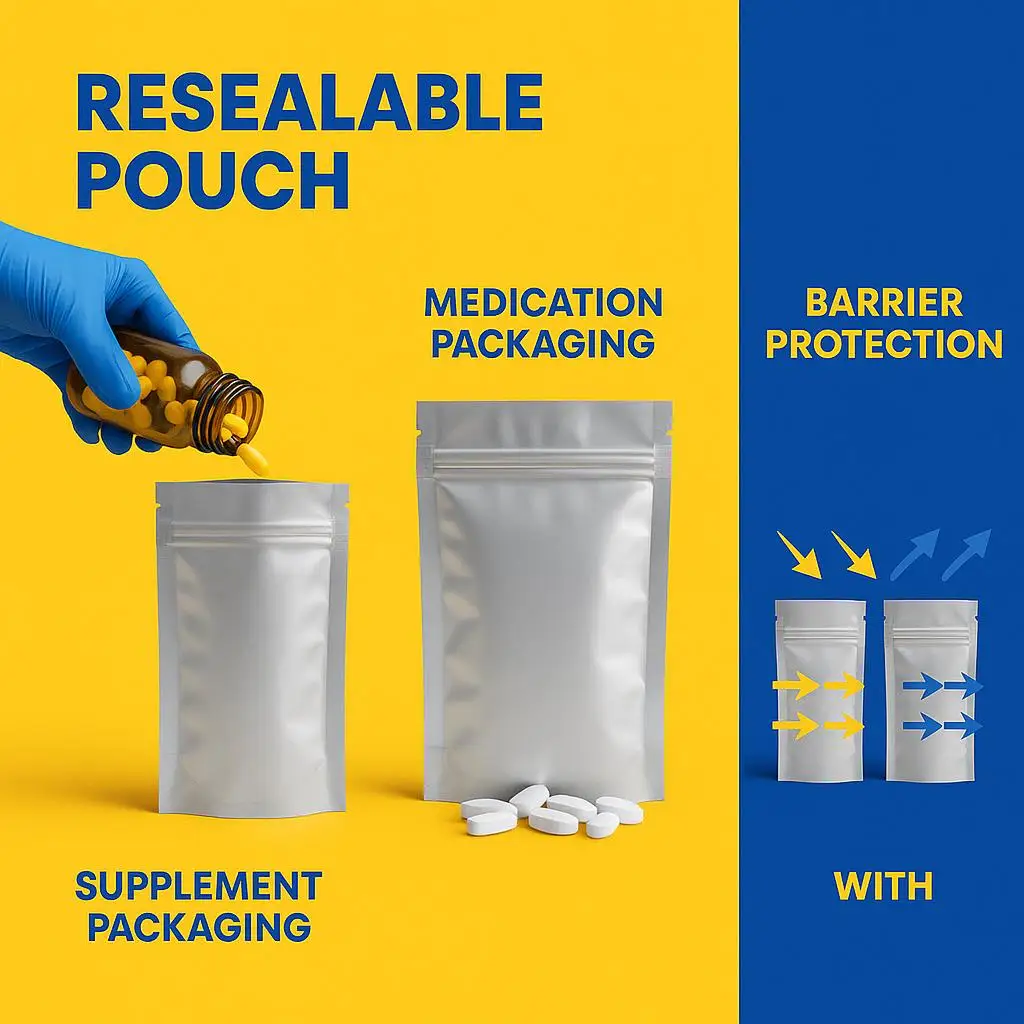 High Barrier Custom Size Glossy Aluminum Foil Ziplock Bags for Moisture Proof Powder, Pills, Pet Food, and Tea Packaging - detail 6