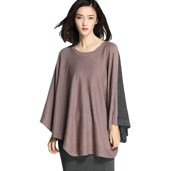 High Quality Two-Tone Block Cashmere Poncho Cape Two-Season Adult Shawl in Square Style