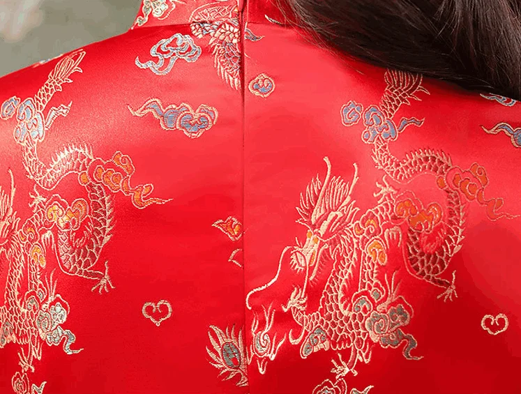 Robe D'été Traditionnelle Chinoise Qipao - Col Montant, Manches Courtes, Longueur Maxi En Polyester