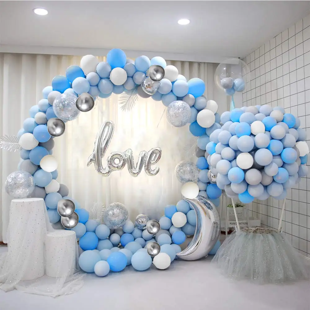 Djtsn Balloon Arch Kit Latex Balloon Garland Kit With Blue White Silver ...