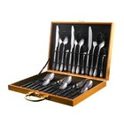 Set Cutlery Amazon Wholesale 16/20/24/30/36 PCS Black Silverware Tableware Set Stainless Steel Matt Black Cutlery