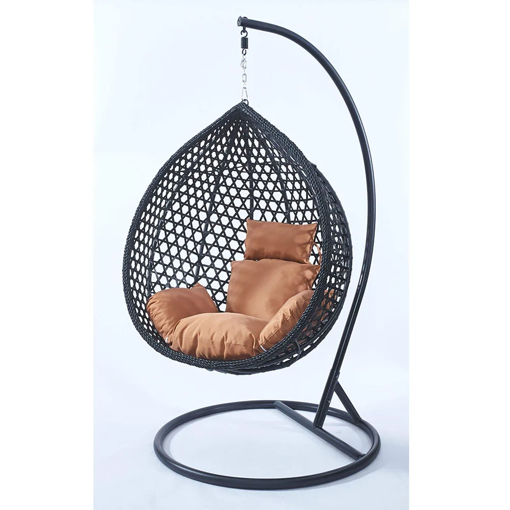 product hot sales popular metal traditional hanging cushion beach swings yellow small moon premium two seat garden swing egg chair-0