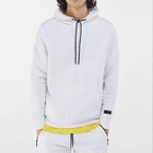 Men Black Hoodie Men Black Men Plain Hoodies Custom Leather Patch Hooded Sweatshirts Black Drawstring