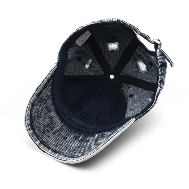 High Quality Distressed Jean Hat Light Acid Washed Adjustable Clip for Universal Fit Denim Hat