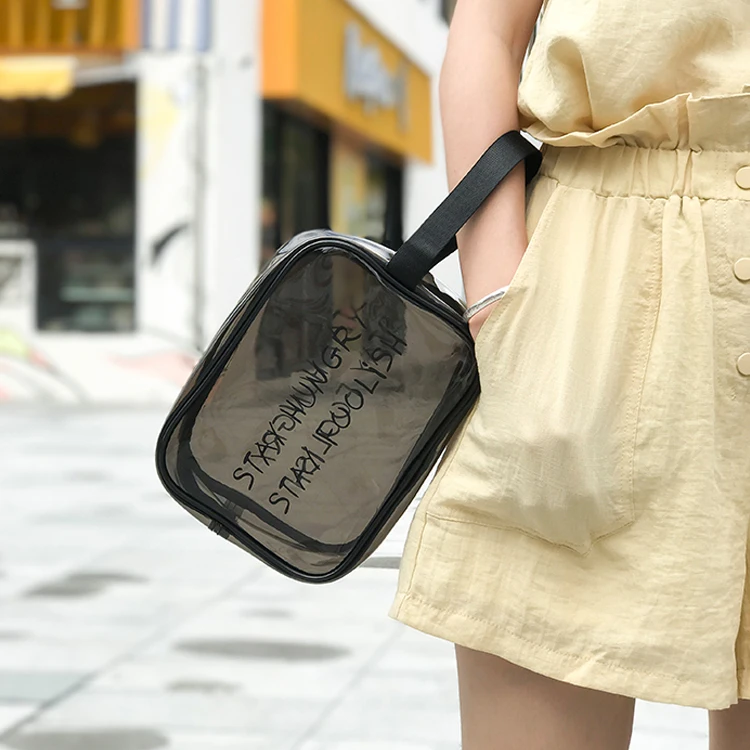 New Style Swimming Fitness Clear Transparent Toiletries Makeup Bag Waterproof Portable PVC Make up Cosmetic Bags for Wash Shower manufacture