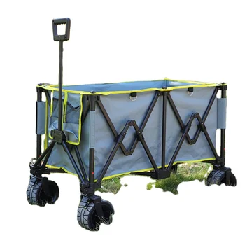 Heavy Duty Beach Wagon Cart Outdoor Folding Utility Camping Garden Beach Cart with Universal Wheels Adjustable Handle