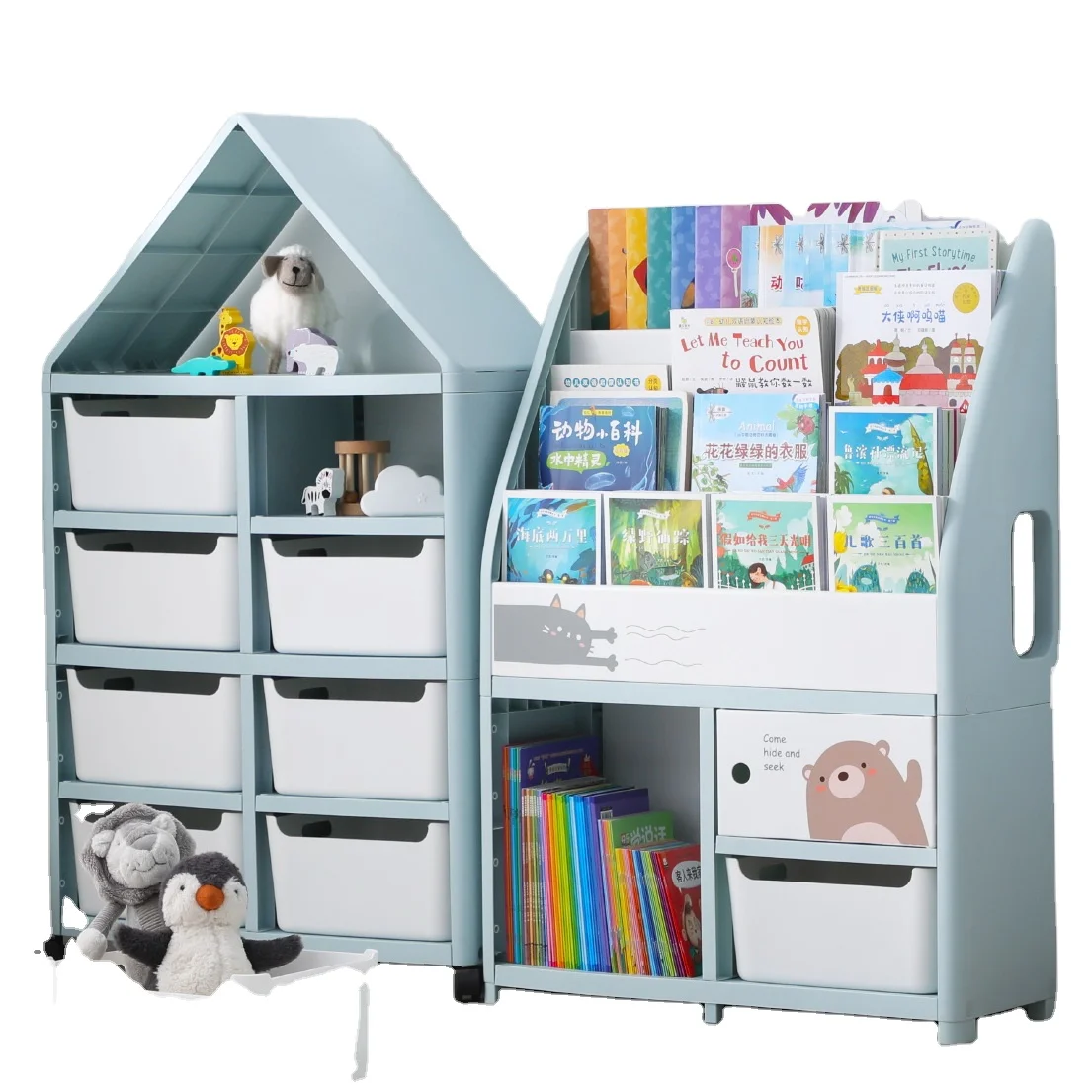 Kindergarten Furniture Sets Toy Shelf Book Shelves Organizer Kids Bedroom Teen Storage Box Rack Plastic Children Cabinets