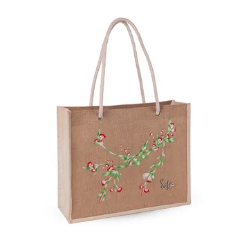 Wholesale durable colorful cheap favor gifts daily use eco jute shopping bags with logo printing