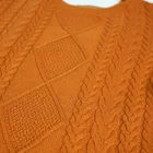 Dress For Fall O-neck Woven Cotton Patchwork Knitted Cable Sweater Korean 1 Piece Wool Dress For Women Young Lady