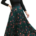 Chiffon Skirt Chiffon High Waist Chiffon Floral Print Pleated Ruffle Around Women Wrap Long Skirt