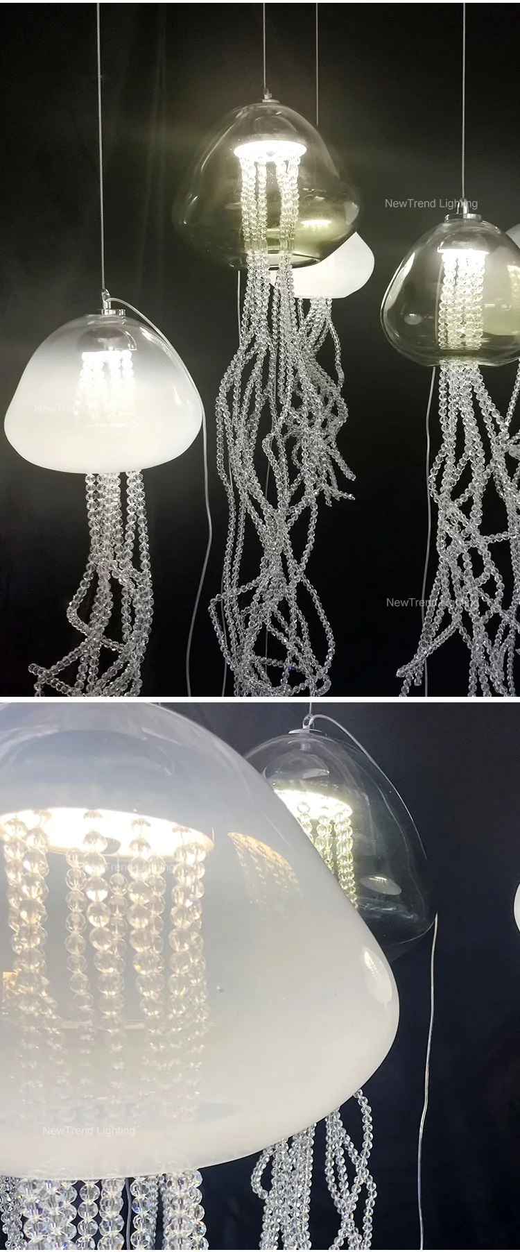 CPL-208 Unique Style Bespoke Fixtures Indoor Decoration Modern LED Glass Crystal Jellyfish Chandelier supplier