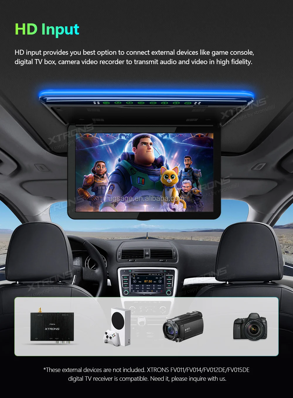 Xtrons Inch Ips K Car Screen Core Overhead Multimedia Hd Input