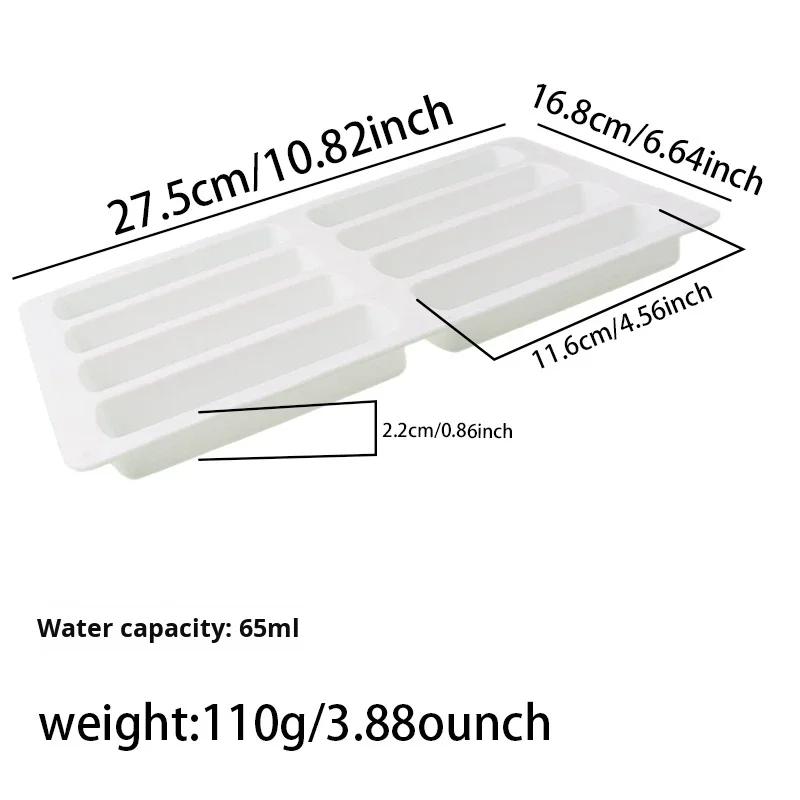 Food Grade Silicone 8 Cavity Rectangular Shape Chocolate Mousse Candy Oatmeal Pastry Mold Foldable Chocolate bar Mould manufacture