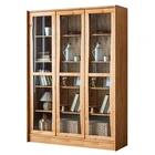 Bookcase Wholesale Office Wood Glass Book Shelf 2 3 Doors Storage Bookcase Wooden Nature Home Furniture