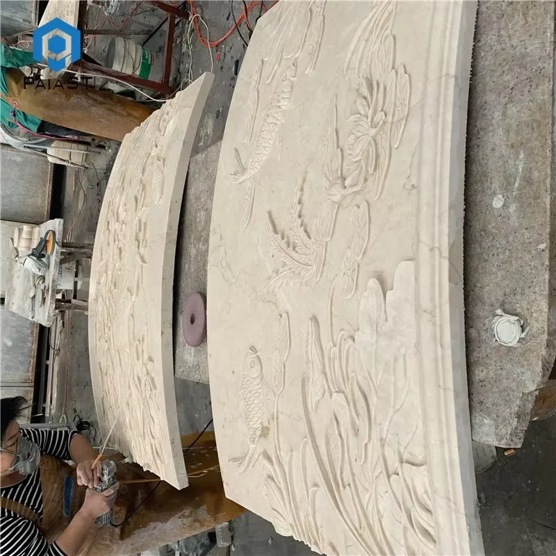 product natural marble cnc carving wall panels for interior design hot sale cnc 3d beige marble wall tiles-4