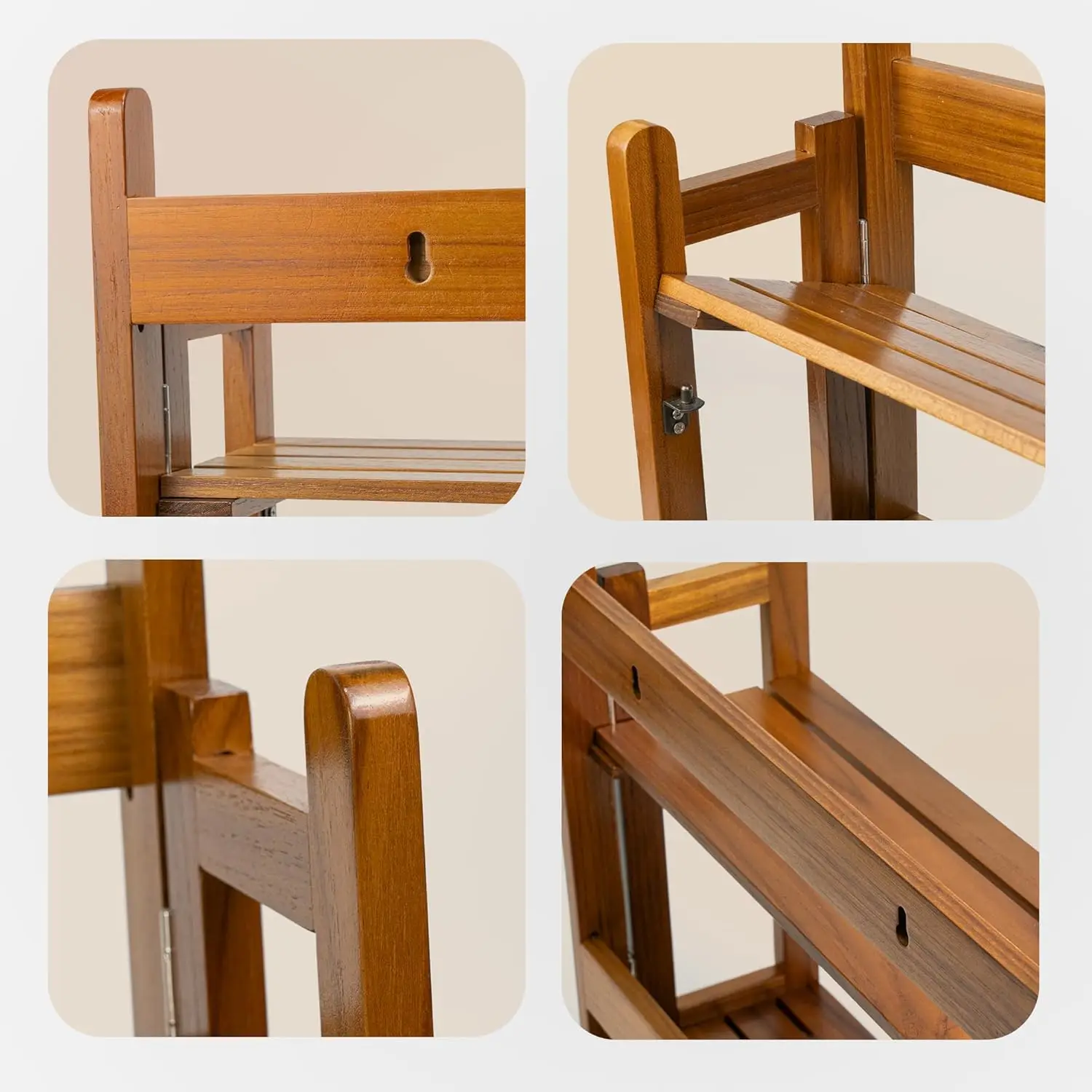 product acacia wood bathroom shelf 2 tier foldable wall mounted over toilet storage waterproof countertop space saving kitchen organizer-5