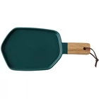 Ceramic Wholesale Pretty Design Porcelain Plate Ceramic Dinner Plate For Beef With Wooden Handle
