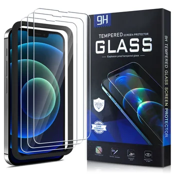 2021 9H 2.5D Anti-explosion Tempered Glass Screen Protector For iphone 13 Easy installation Frame 3 Pack
