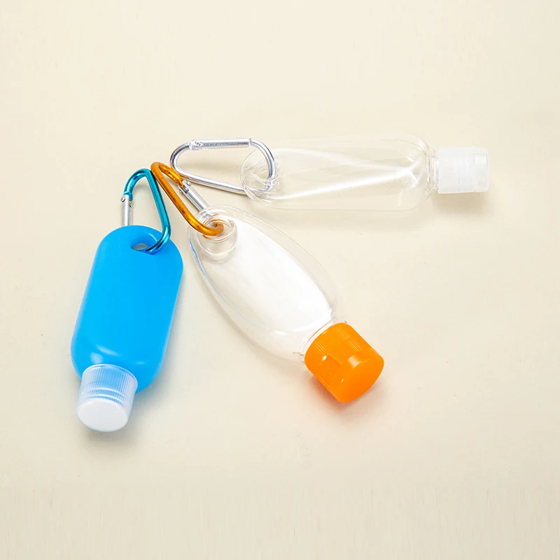 Refillable Empty Containers Flip Lid Travel 30 50 60 100 ml Plastic Squeeze Bottles With Keychain Hook details