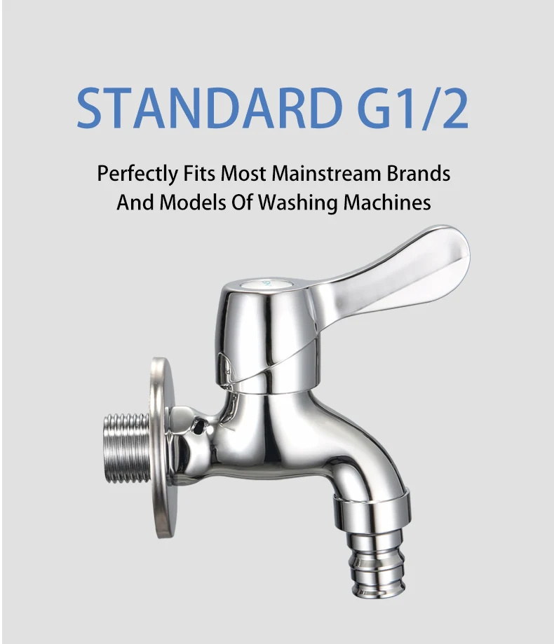 Brass Chrome-Plated Wall-mounted Ceramic Bib Cock Drinking Water Safe Washing Machine High Water Flow Soft Aerated Stream manufacture