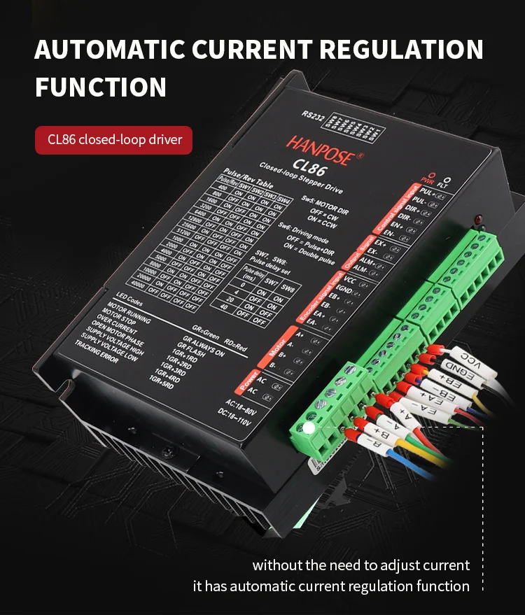 product hanpose high quality nema34 motor 2 phase 18 6a nema 34 hybrid closed loop stepper motor 86eh80-7