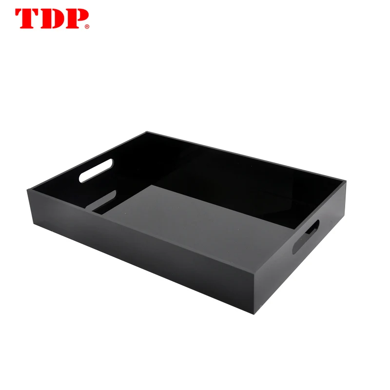 Acrylic Tray for Coffee Table, Breakfast, Tea, Food, Decorative Display,Kitchen, Vanity Serve Tray with Handles