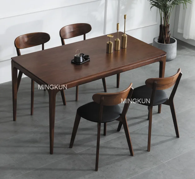 Fashion solid wooden home furniture dining room walnut table sets
